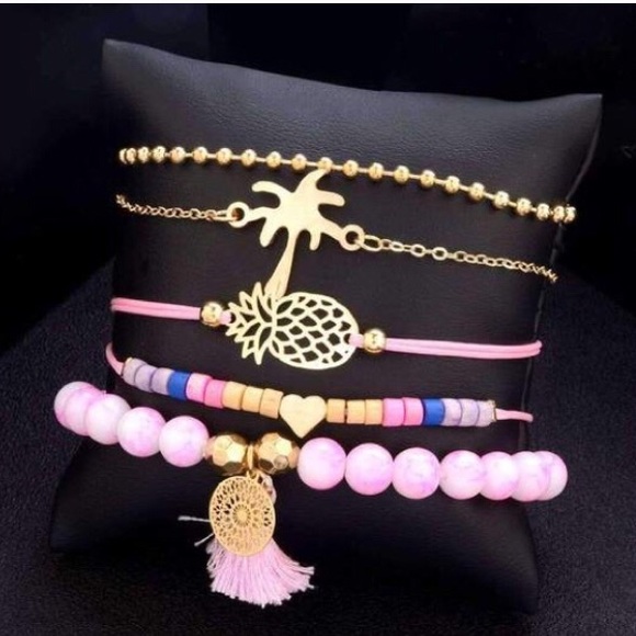Palm Tree/Heart/Pineapple Boho Bracelet Set - Picture 3 of 8